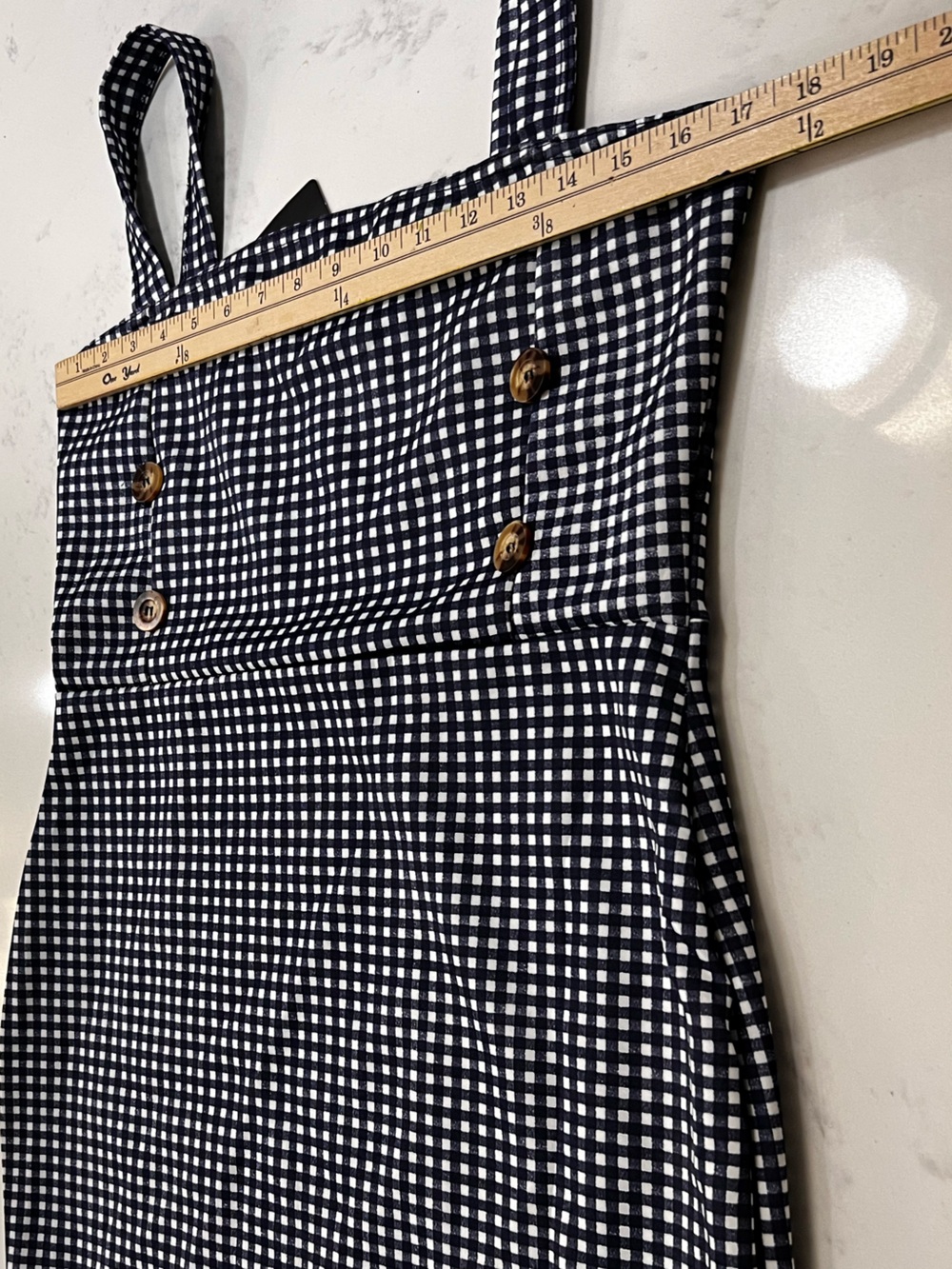 PrettyLittleThing Navy and White Gingham Mini Sundress - Picture 13 of 14